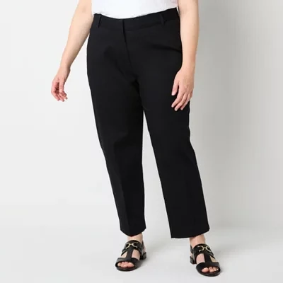 Liz Claiborne-Plus Emma Womens Mid Rise Slim Fit Easy-on + Easy-off Seated Wear Ankle Pant