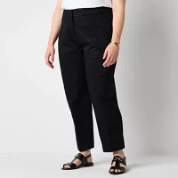 Liz Claiborne-Plus Emma Womens Mid Rise Slim Fit Easy-on + Easy-off Seated Wear Ankle Pant