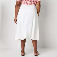 Liz Claiborne Womens Mid Rise Midi A-Line Skirt-Plus