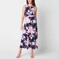 Studio 1 Womens Sleeveless Floral Maxi Dress Petite