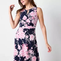 Studio 1 Womens Sleeveless Floral Maxi Dress Petite