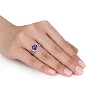 Heart-Shaped Genuine Amethyst and Diamond-Accent Ring