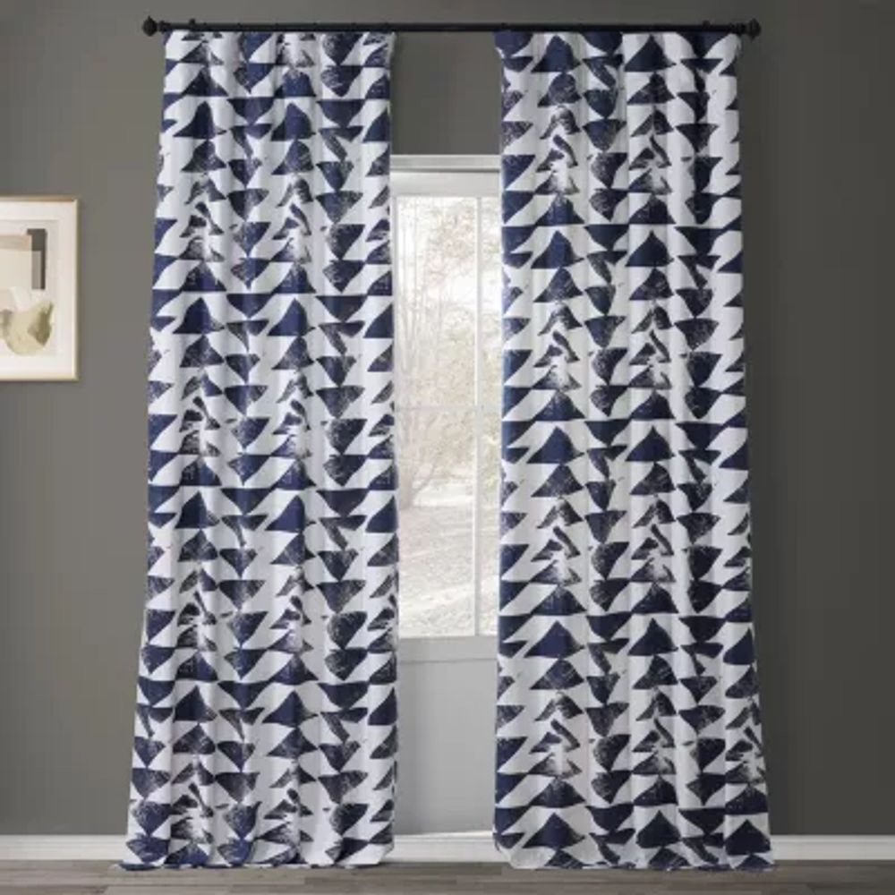 Exclusive Fabrics & Furnishing Triad Printed Cotton Light-Filtering Rod Pocket Back Tab Single Curtain Panel