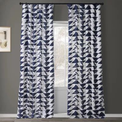 Exclusive Fabrics & Furnishing Triad Printed Cotton Rod Pocket Back Tab Light-Filtering Single Curtain Panels