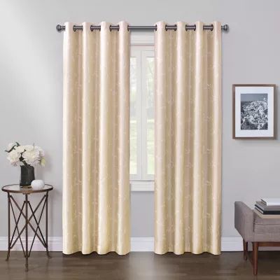 Max Blackout Mystique Embroidered 100% Grommet Top Single Curtain Panel