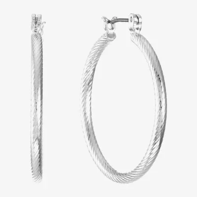 Liz Claiborne Silver Tone Textured Hoop Earrings