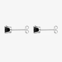 Genuine Black Onyx 10K White Gold 5mm Round Stud Earrings