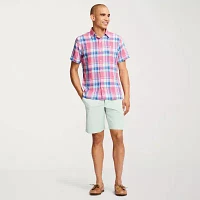 IZOD Madras Mens Classic Fit Short Sleeve Plaid Button-Down Shirt