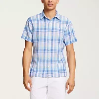 IZOD Madras Mens Classic Fit Short Sleeve Plaid Button-Down Shirt