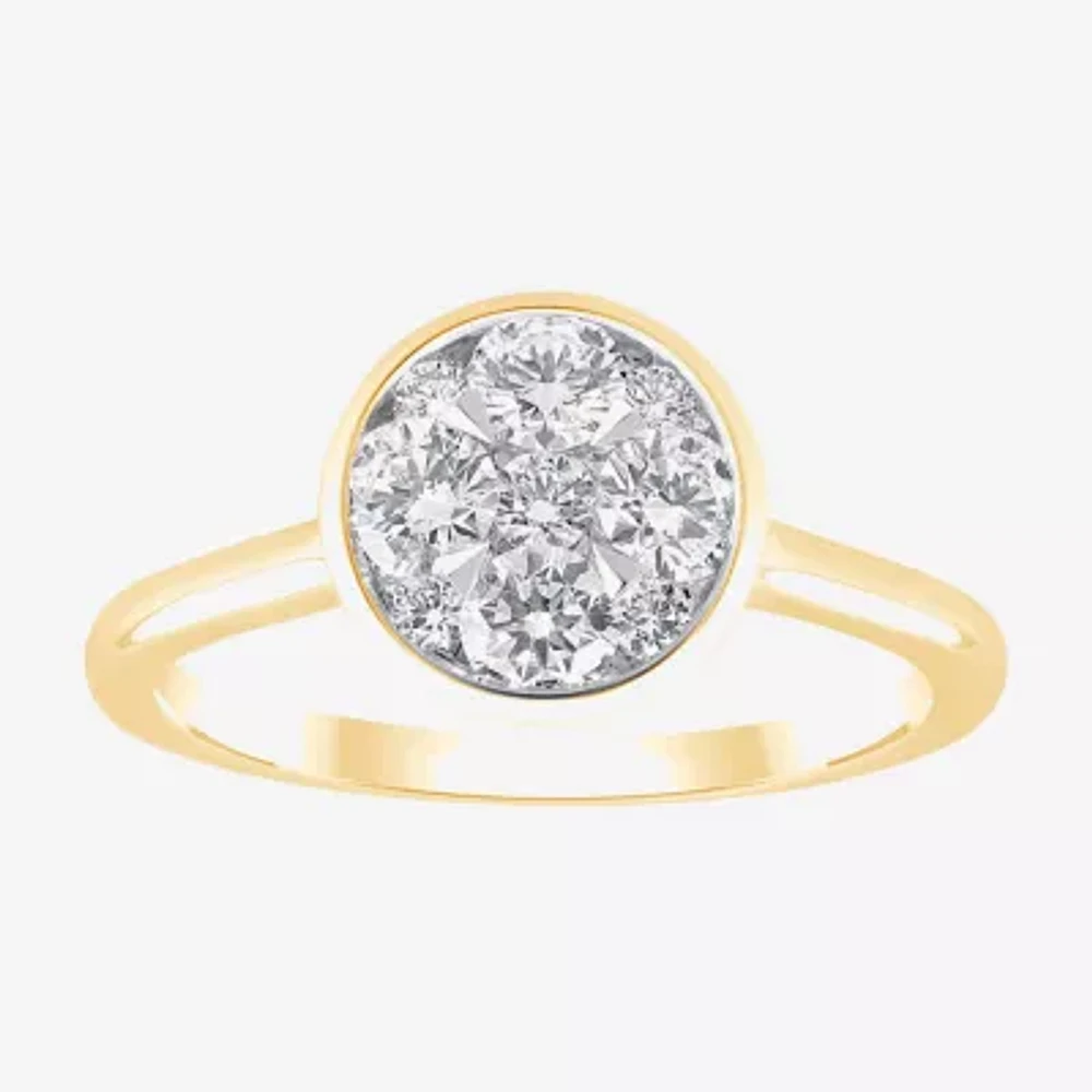 Diamond Blossom (G / Si2) Womens 3/4 CT. T.W. Lab Grown White 10K Gold Round Cocktail Ring