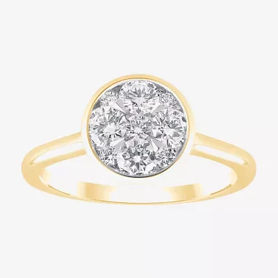 Diamond Blossom (G / Si2) Womens 3/4 CT. T.W. Lab Grown White 10K Gold Round Cocktail Ring