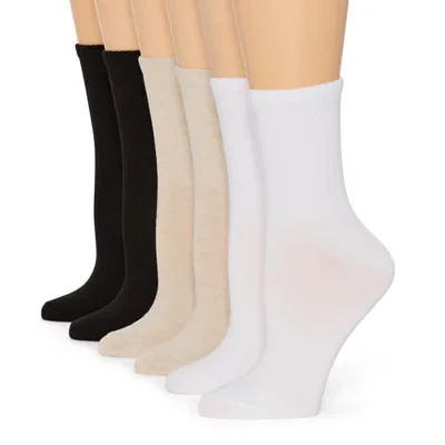 Mixit Sport Rib Short 6 Pair Crew Socks Womens
