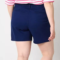 St. John's Bay Womens Mid Rise Chino Short-Plus