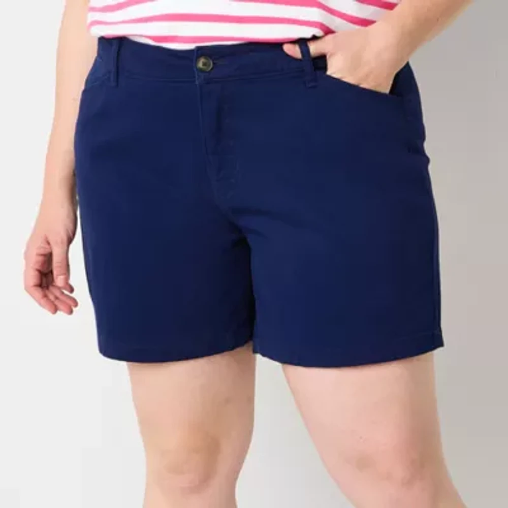 St. John's Bay Womens Mid Rise Chino Short-Plus