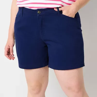 St. John's Bay Womens Mid Rise Chino Short-Plus