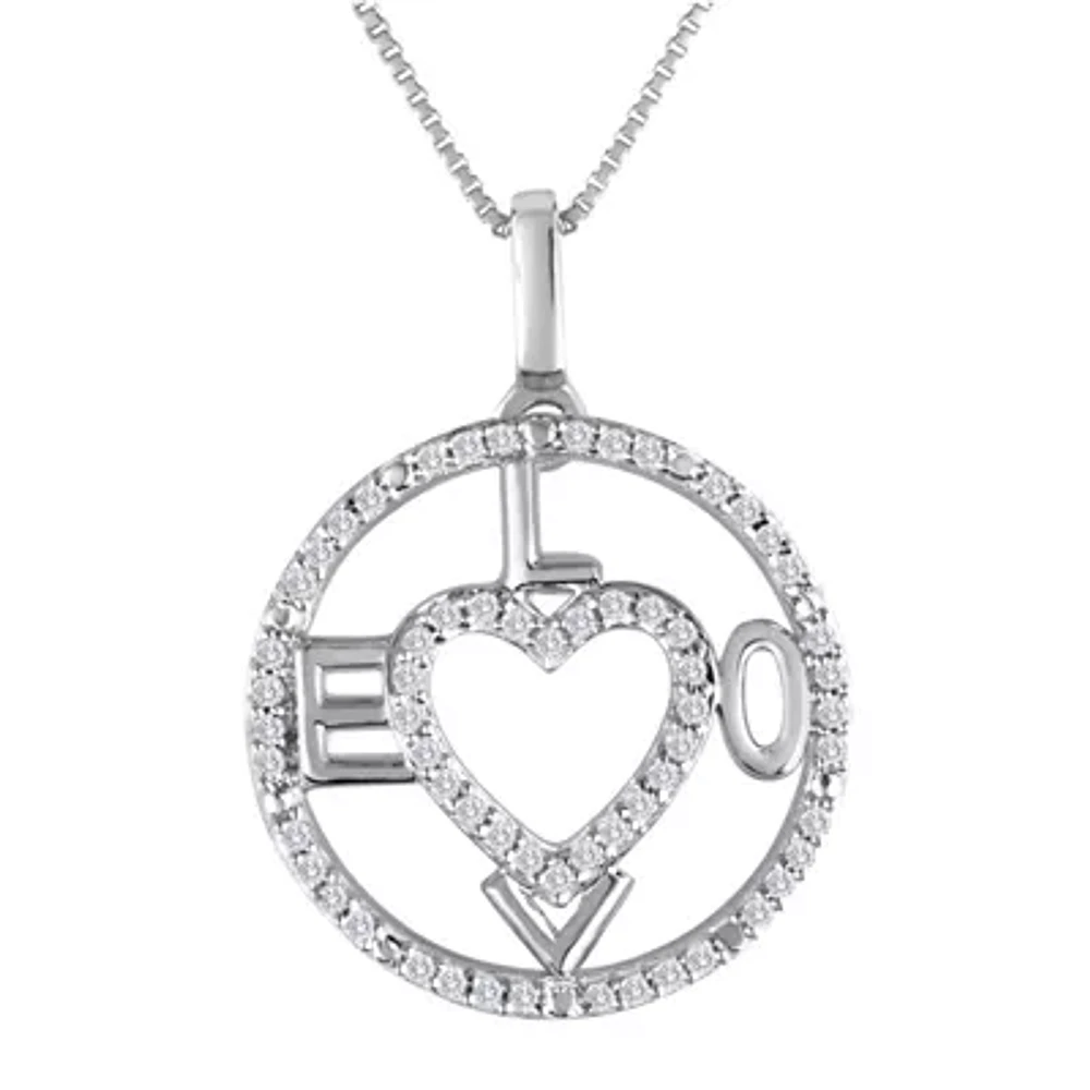 1/5 CT. T.W. Diamond Sterling Silver Love Heart Compass Pendant Necklace