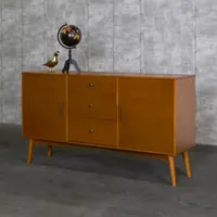 60" Mid-Century Modern Wood Console TV Stand