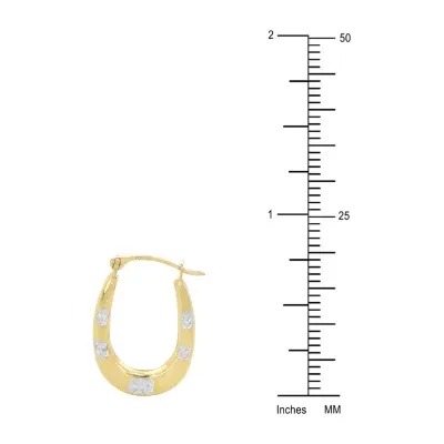 14K Two Tone Gold 22mm Round Hoop Earrings