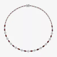 Womens Genuine Red Garnet Sterling Silver Tennis Necklaces