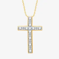 (H-I / I1) Womens 1 CT. T.W. Lab Grown Diamond 14K Gold Over Silver Cross Pendant Necklace