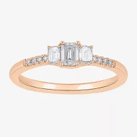 Love Lives Forever (H-I / Si2) Womens / CT. T.W. Lab Grown White Diamond 10K Gold Side Stone 3-Stone Engagement Ring