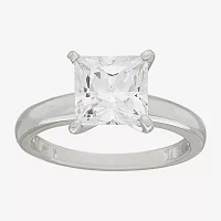 Diamonart Womens White Cubic Zirconia Sterling Silver Solitaire Engagement Ring