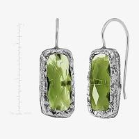 Lab Created Green Cubic Zirconia Sterling Silver Rectangular Drop Earrings