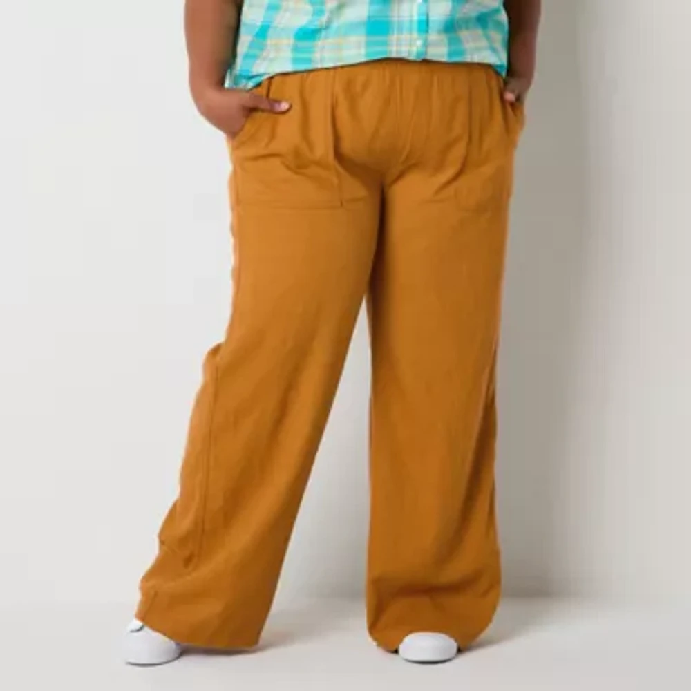 St. John's Bay-Plus Linen Loose Fit Wide Leg Trouser