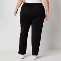 Stylus Plus Womens Mid Rise Straight Flat Front Pants