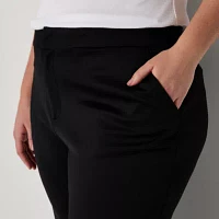 Stylus Plus Womens Mid Rise Straight Flat Front Pants