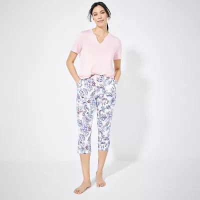 Liz Claiborne Cool and Calm Womens 2-pc. Short Sleeve Capri Pajama Set