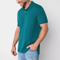 St. John's Bay Premium Stretch Dexterity Mens Classic Fit Easy-on + Easy-off Adaptive Short Sleeve Polo Shirt