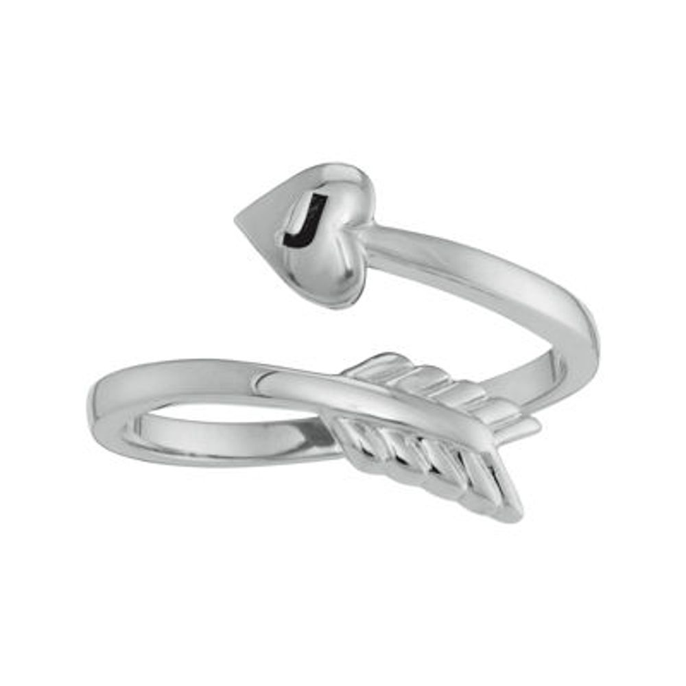 Personalized Sterling Silver Bypass Arrow Initial Ring