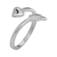 Personalized Sterling Silver Bypass Arrow Initial Ring