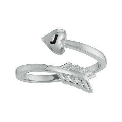 Personalized 10K White Gold Bypass Arrow Initial Ring