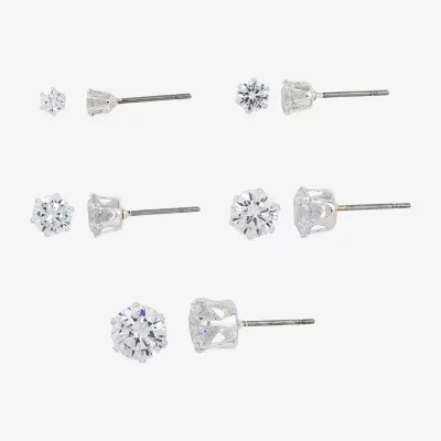 Sparkle Allure Pair Cubic Zirconia Round Earring Set