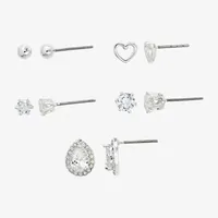 Sparkle Allure 5 Pair Cubic Zirconia Heart Pear Earring Set