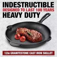 Granitestone Heavy Duty Cast Iron 12" Round Skillet