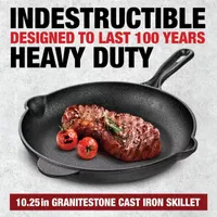 Granitestone Heavy Duty Cast Iron 10.25" Round Skillet