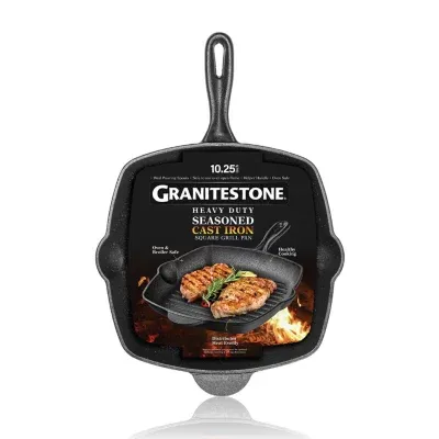 Granitestone Heavy Duty Cast Iron 10.25" Grill Pan