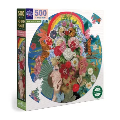 Eeboo Piece And Love Theatre Of Flowers 500 Piece Round Adult Jigsaw Puzzle Puzzle