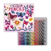 Eeboo Butterflies And Flowers Color Pencils In Tin Box (Set Of 24)