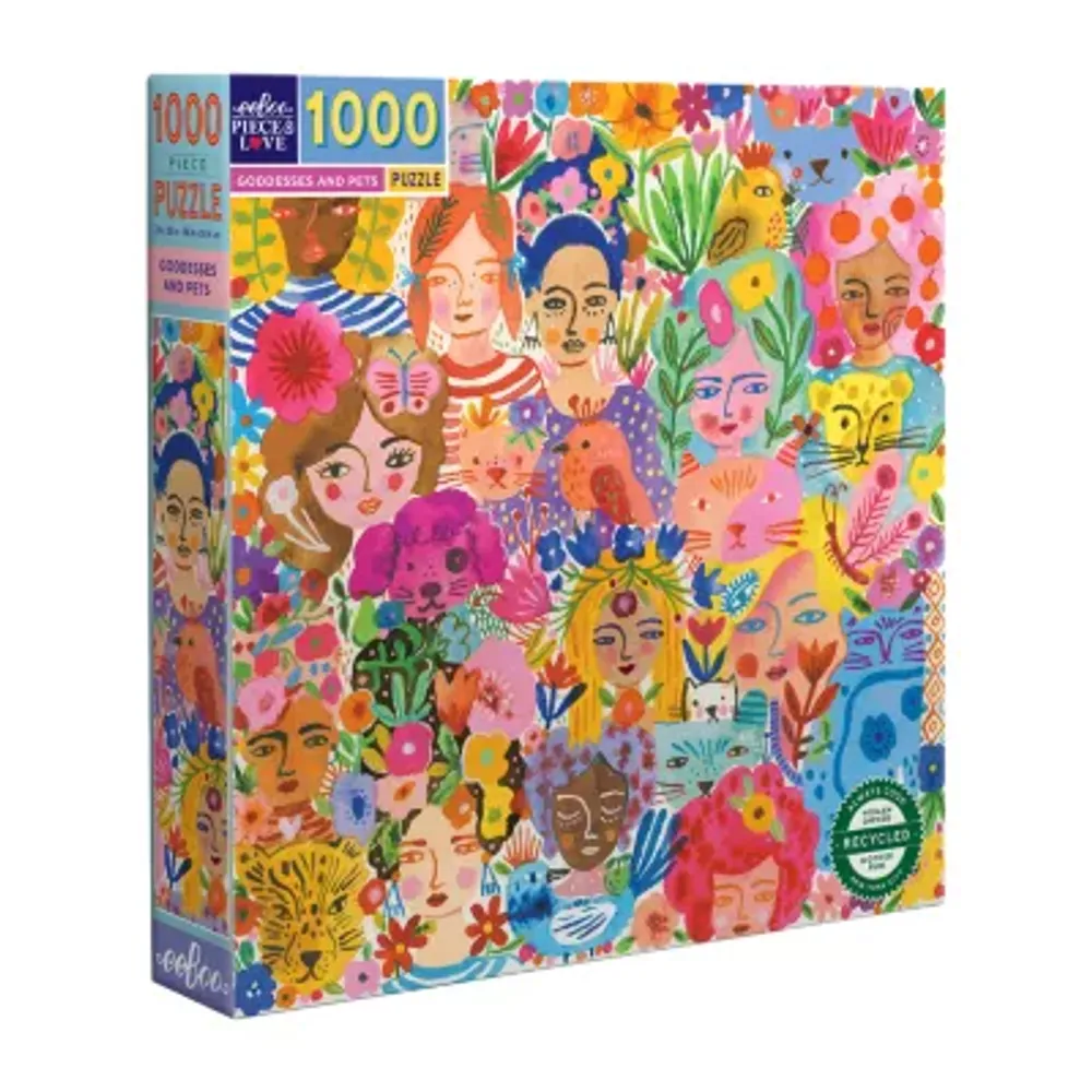 Eeboo Piece And Love Goddesses & Pets 1000 Piece Square Adult Jigsaw Puzzle Puzzle