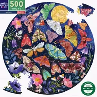 Eeboo Piece And Love Moths 500 Piece Round Adult Jigsaw Puzzle Puzzle