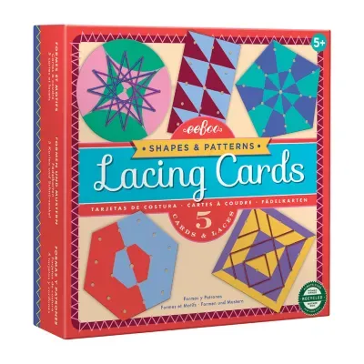 Eeboo Shapes & Patterns Lacing Cards (Set Of 5 Cards) Puzzle