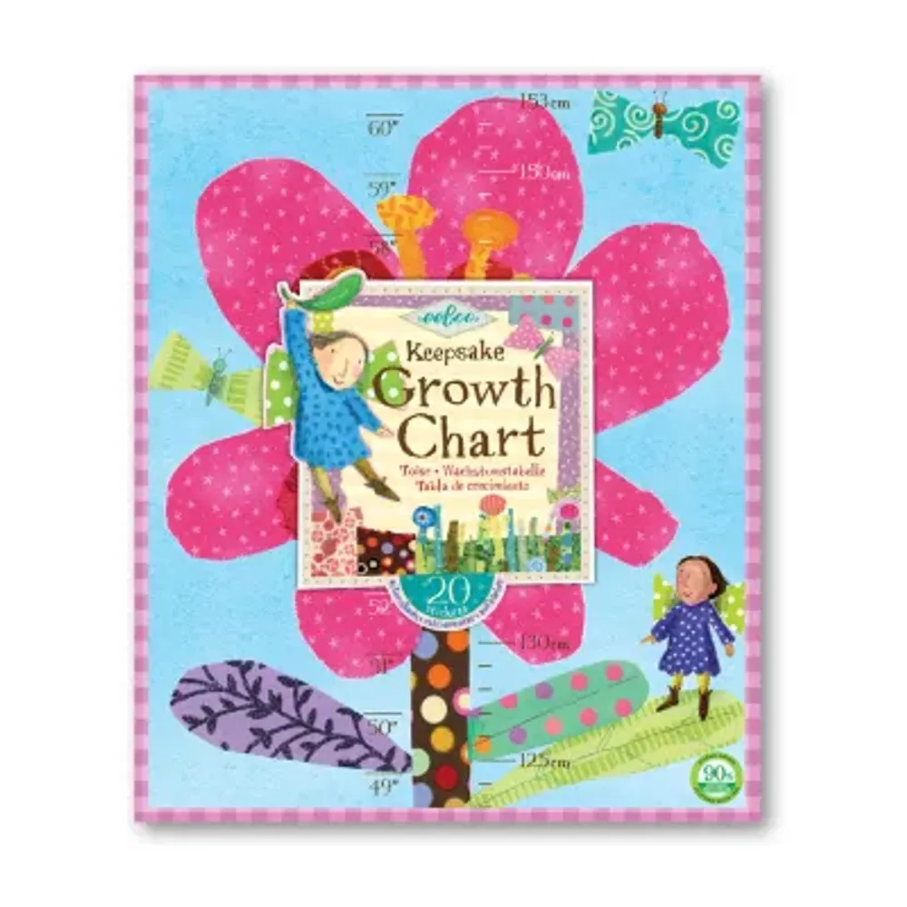 Eeboo Hot Pink Flower Growth Chart For Girls Responsibility Chart