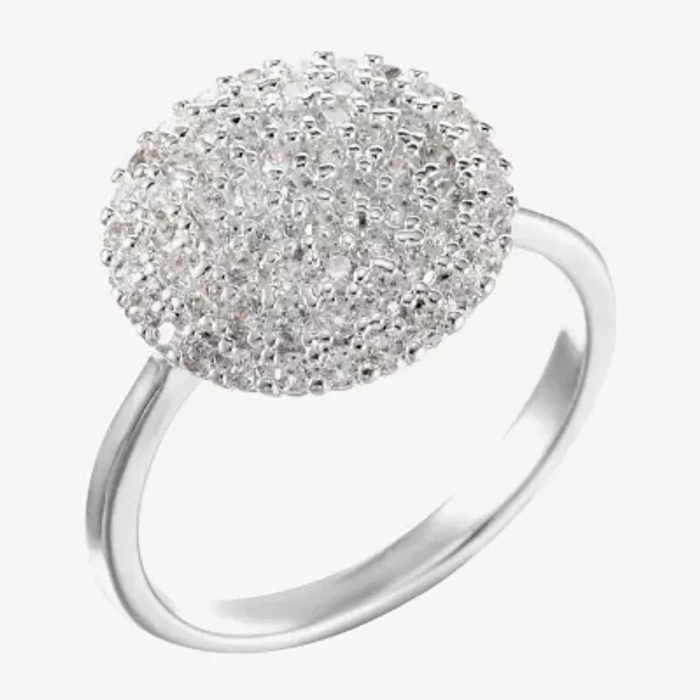 Sparkle Allure Cubic Zirconia Pure Silver Over Brass Round Cocktail Ring