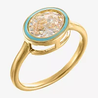 Sparkle Allure Cubic Zirconia 14K Gold Over Brass Round Cocktail Ring