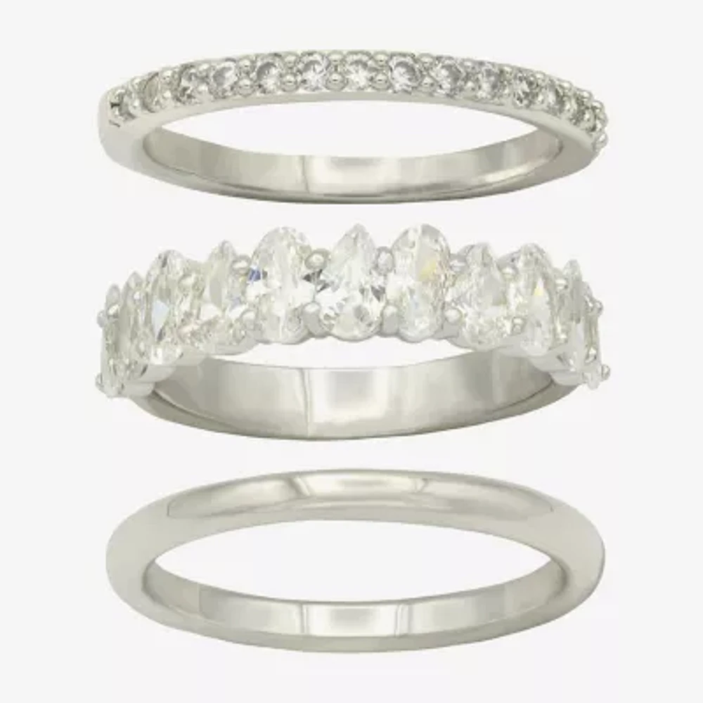 Sparkle Allure Womens 8MM Cubic Zirconia Pure Silver Over Brass Marquise Eternity Band