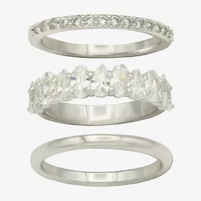 Sparkle Allure Womens 8MM Cubic Zirconia Pure Silver Over Brass Marquise Eternity Band
